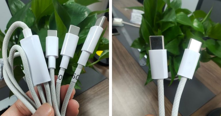 USB-C multi-head charging cable samples reviewed for simultaneous charging feasibility